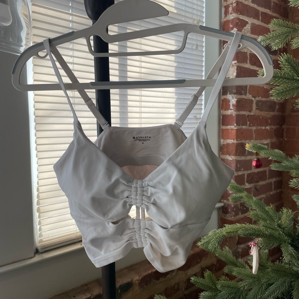 Athleta White Ruched Sports Bra